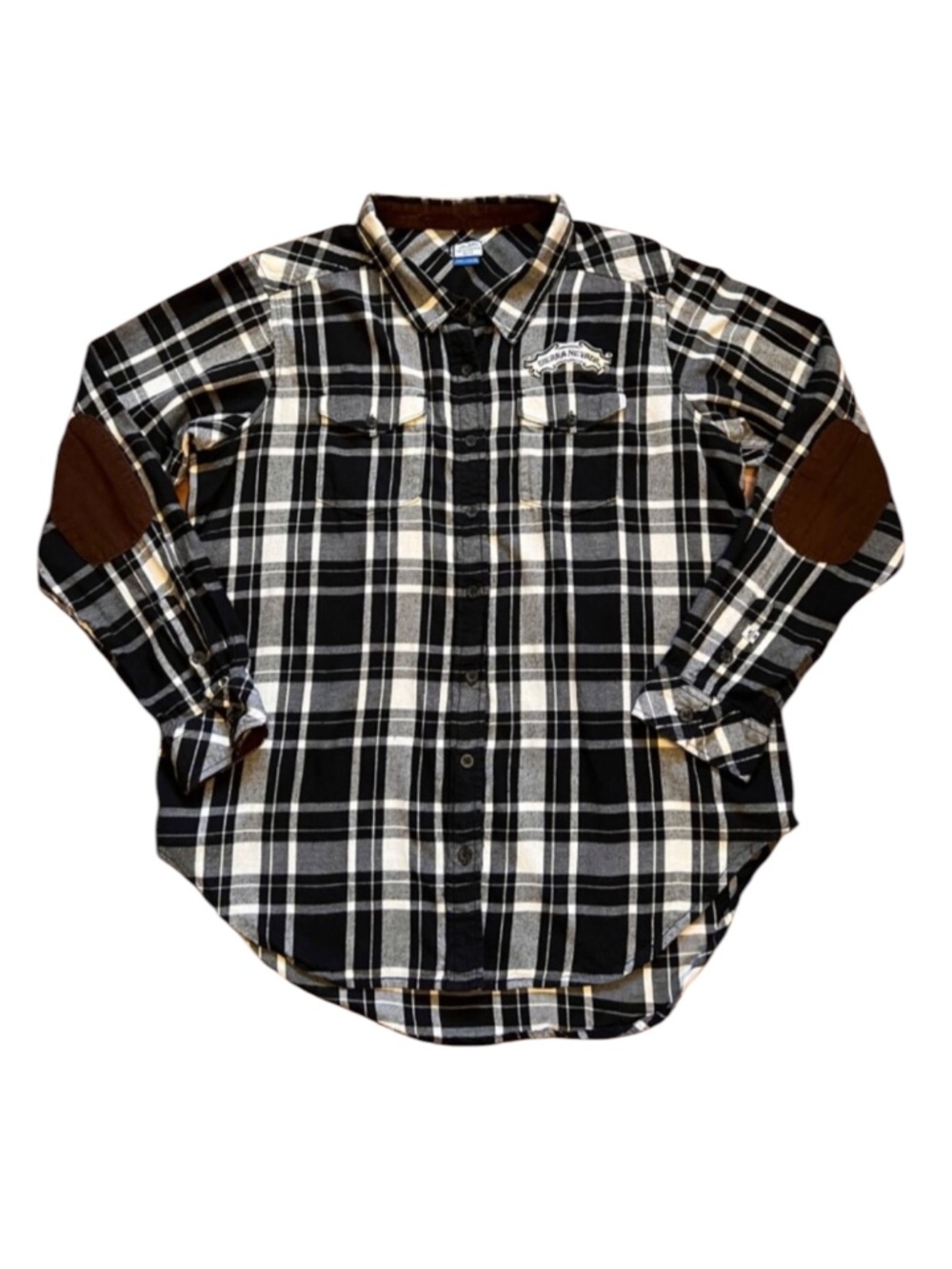 KAVU Sierra Nevada Brewing Co Black White Button Up Flannel Shirt Women's XL
